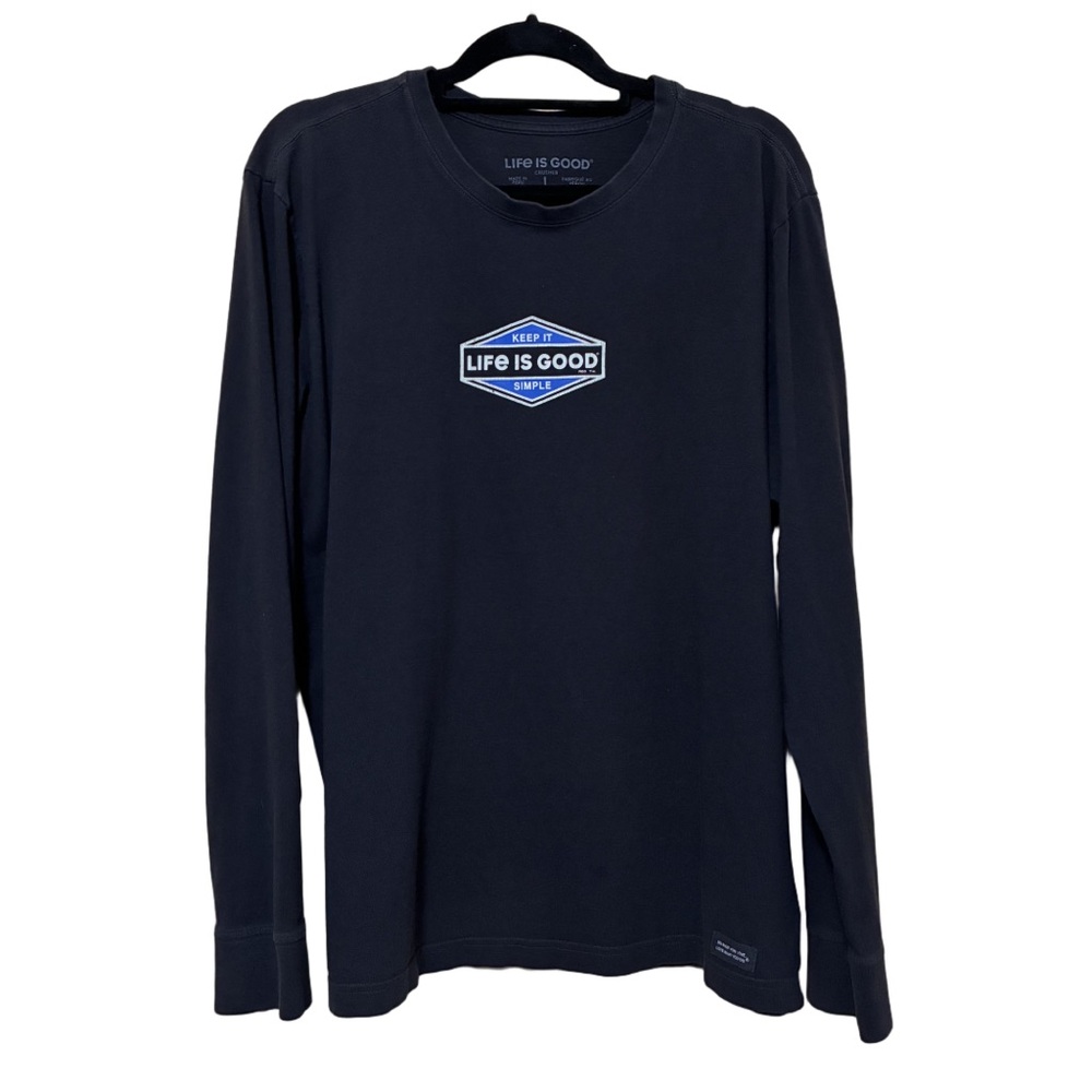 Life Is Good Keep It Simple Crusher Tee Men’s L Black Long Sleeve T-Shirt
